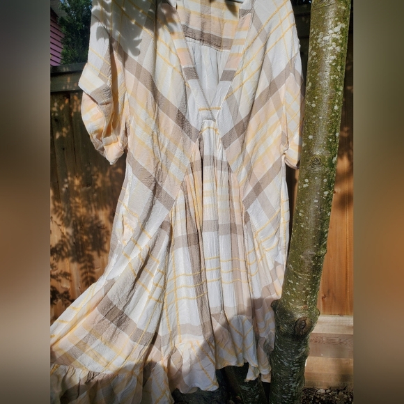 Free‎ people Agnes plaid Mini Dress Neutral Combo Women's XS - Picture 6 of 7